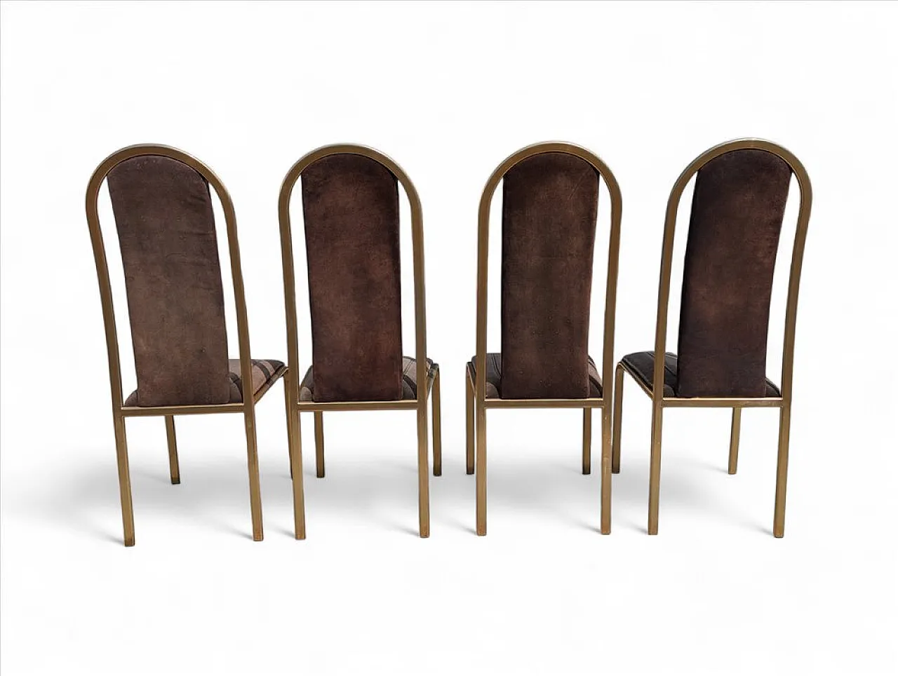 4 Fabric and brass chairs, 1970s 4