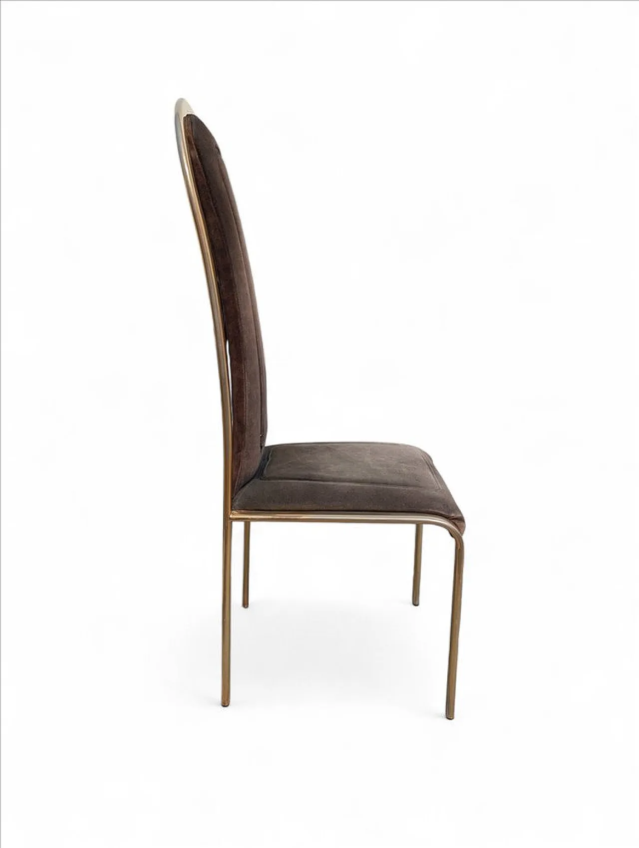 4 Fabric and brass chairs, 1970s 10
