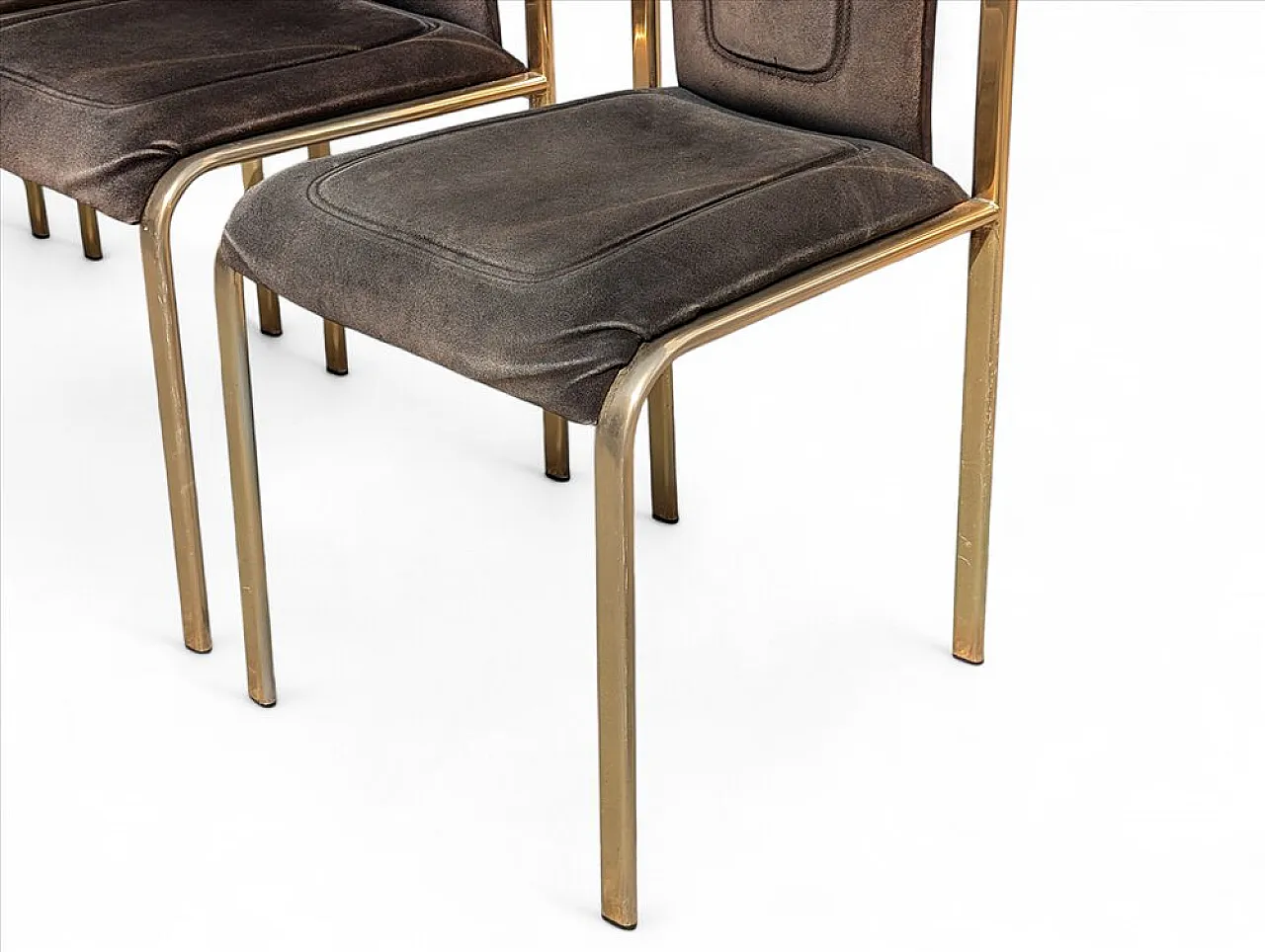 4 Fabric and brass chairs, 1970s 11