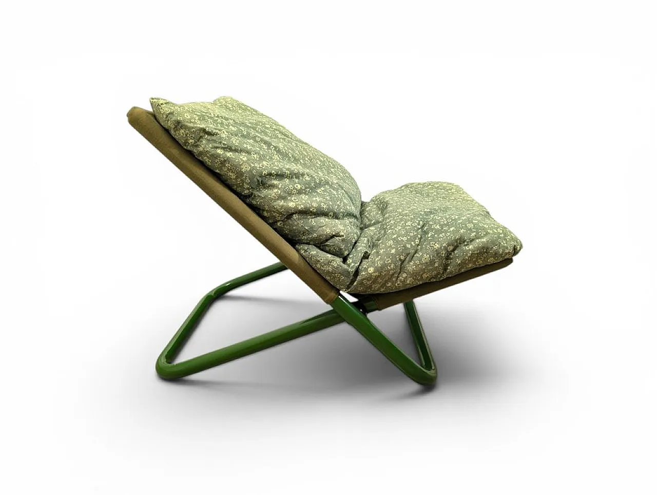 Lounge chair in metal and canvas with floral cushion by Arflex, 1960s 2