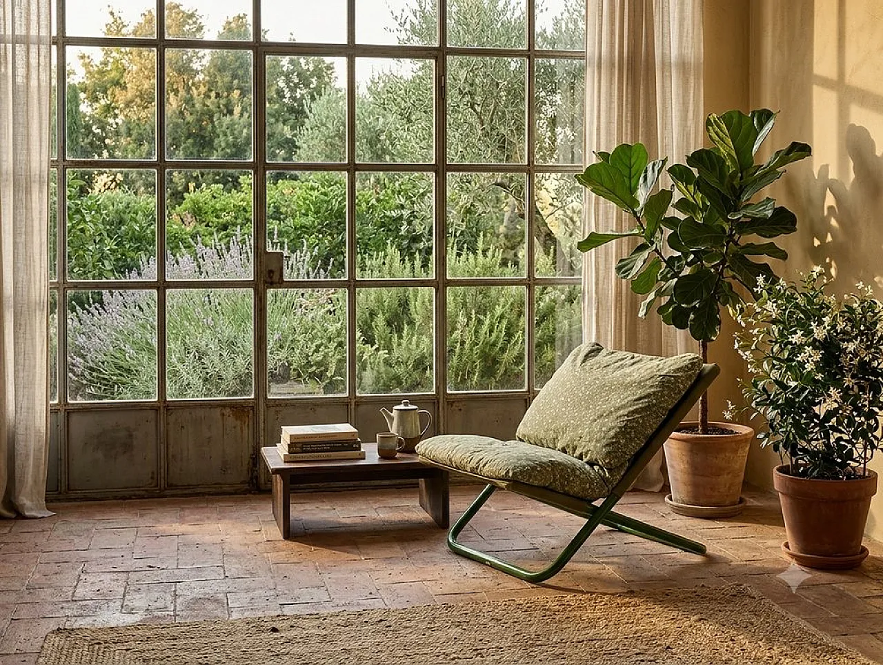 Lounge chair in metal and canvas with floral cushion by Arflex, 1960s 13