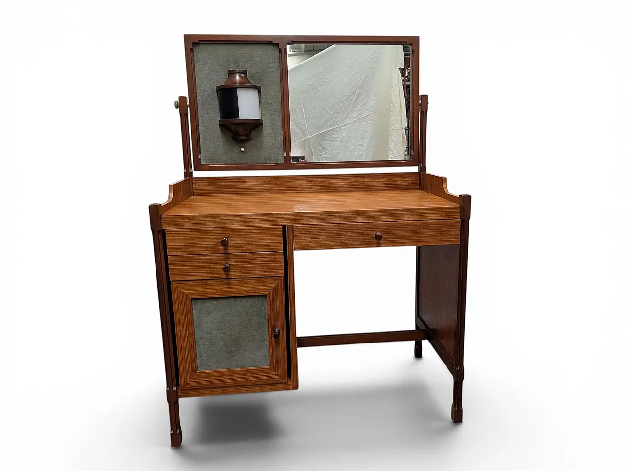 3V dressing table with tilting mirror and integrated lamp, 1950s 1