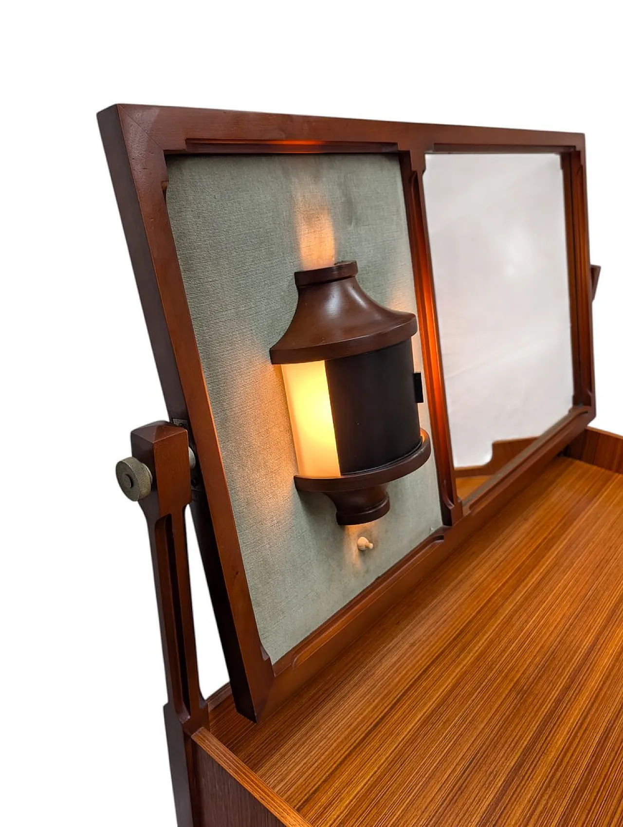 3V dressing table with tilting mirror and integrated lamp, 1950s 7