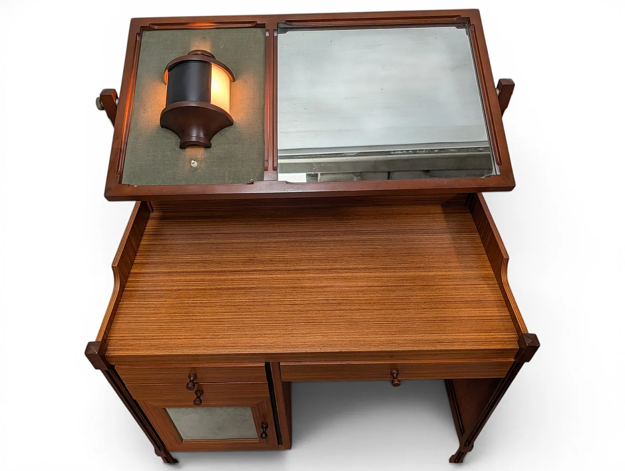 3V dressing table with tilting mirror and integrated lamp, 1950s 8
