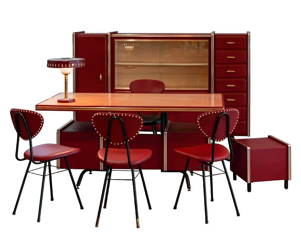 Set da ufficio in pelle attribuito a Umberto Mascagni, anni '50 1