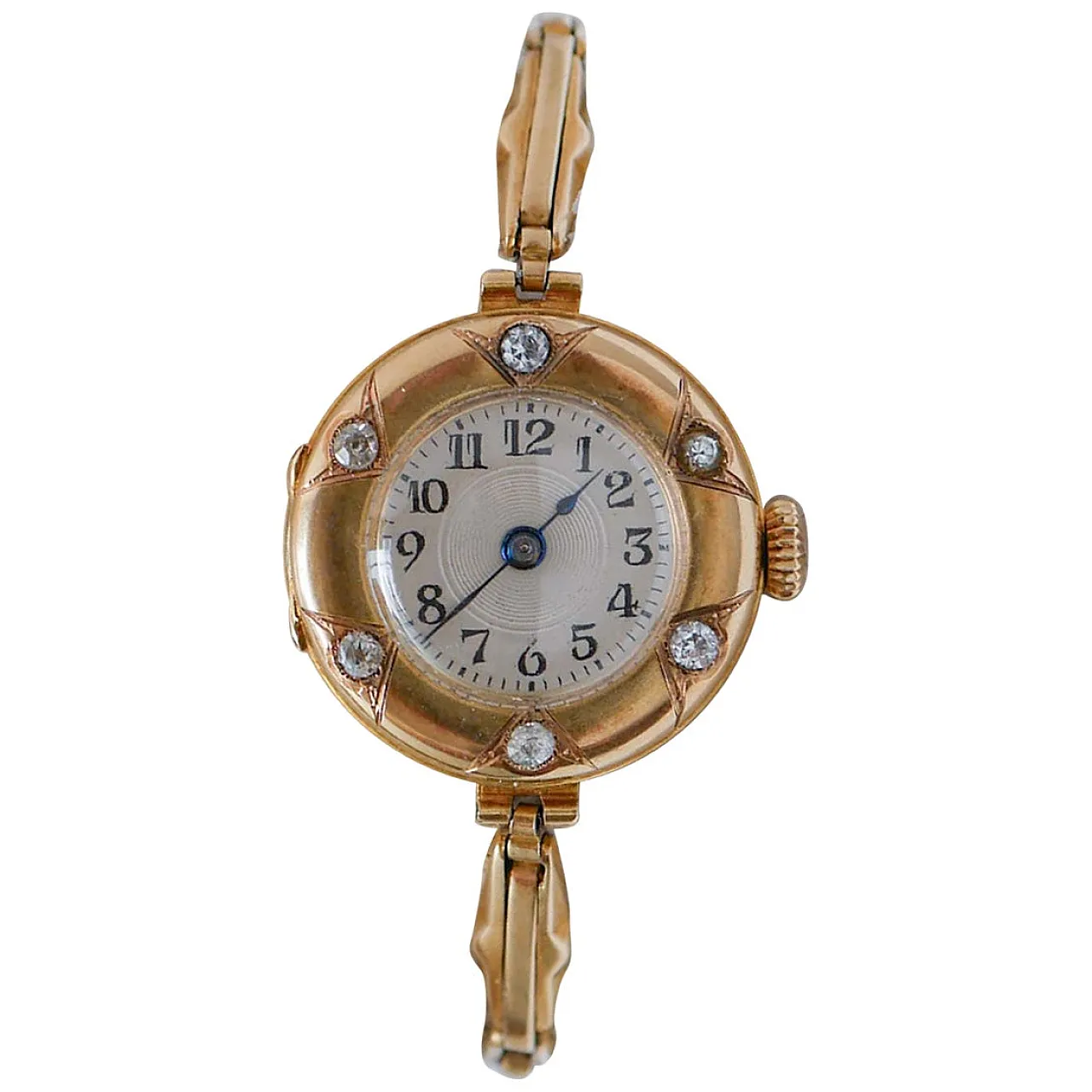 Diamanti, bracciale per orologio in oro rosa 14 carati, '900 1