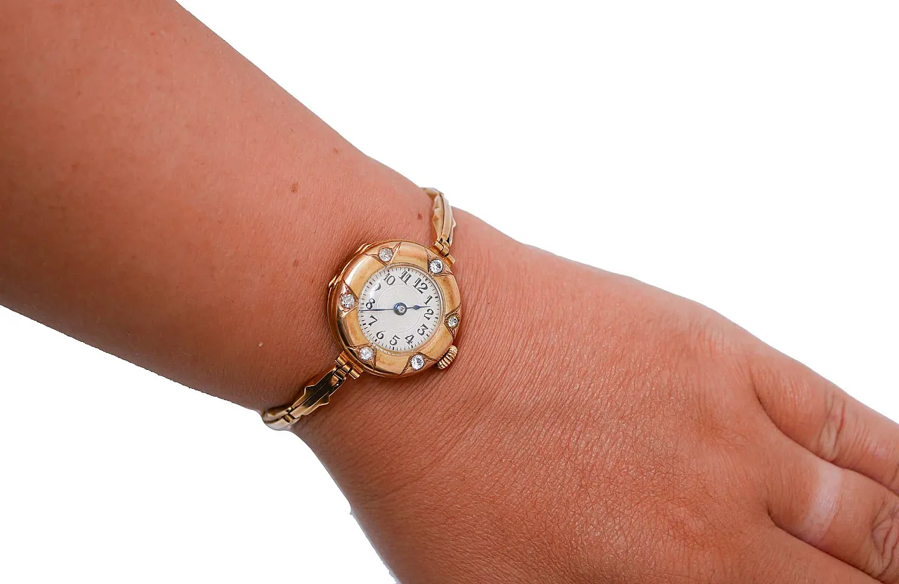 Diamanti, bracciale per orologio in oro rosa 14 carati, '900 4