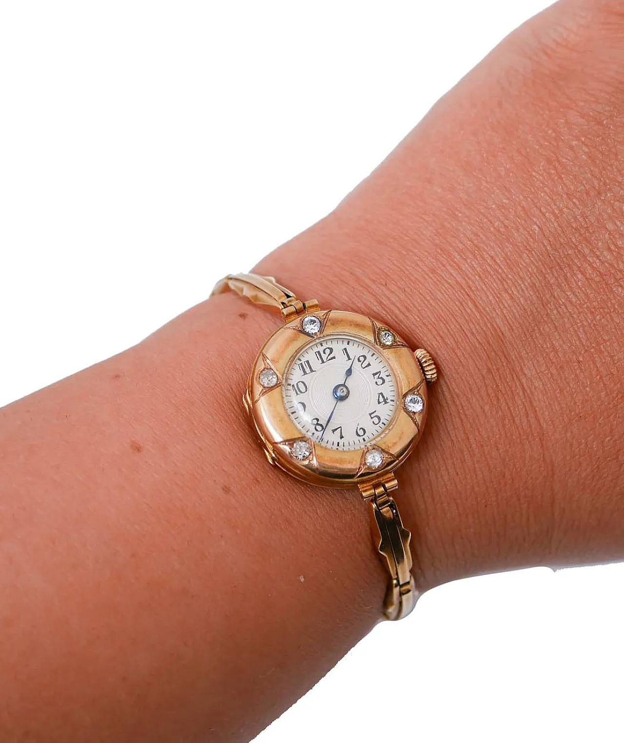 Diamanti, bracciale per orologio in oro rosa 14 carati, '900 5