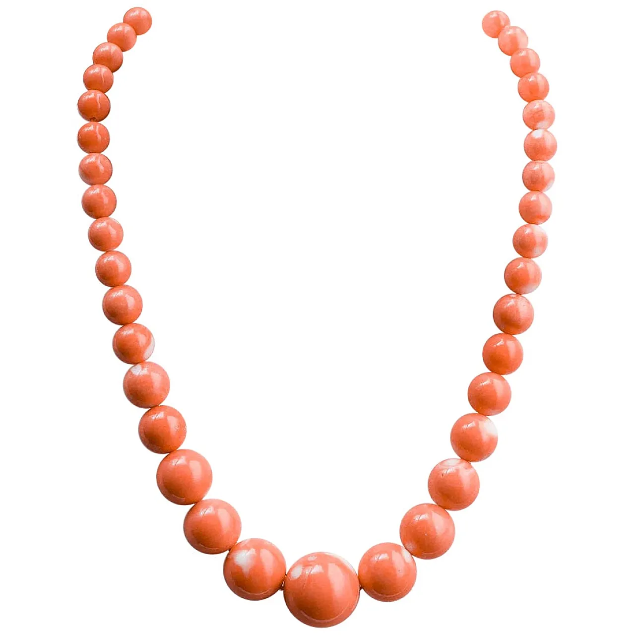 Coral, 18 karat yellow gold necklace, 20th century 1