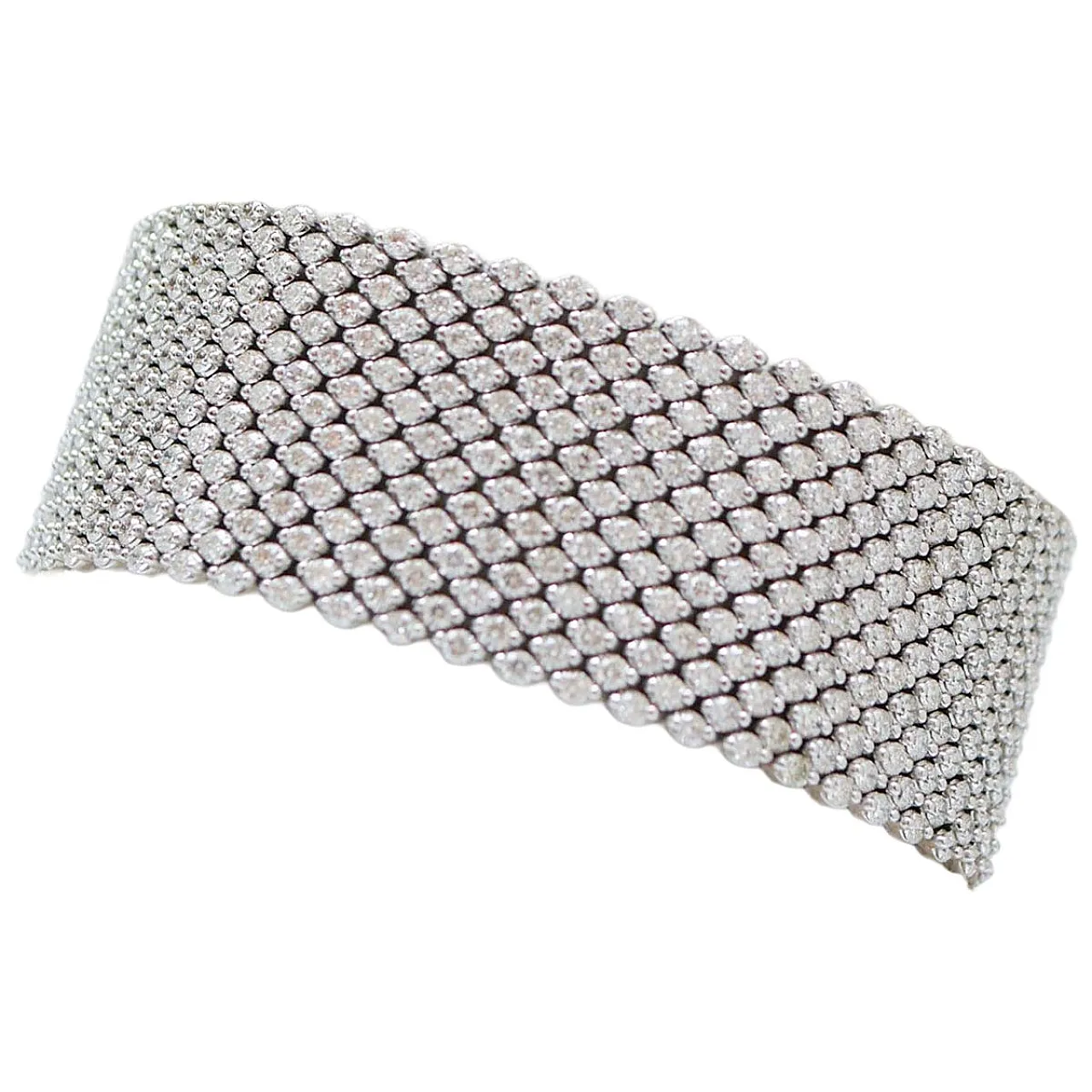 Bracciale moderno in oro bianco 18 carati e diamanti, anni 2000 1