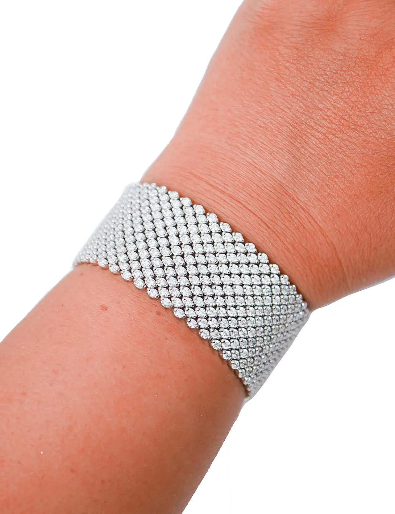 Bracciale moderno in oro bianco 18 carati e diamanti, anni 2000 5