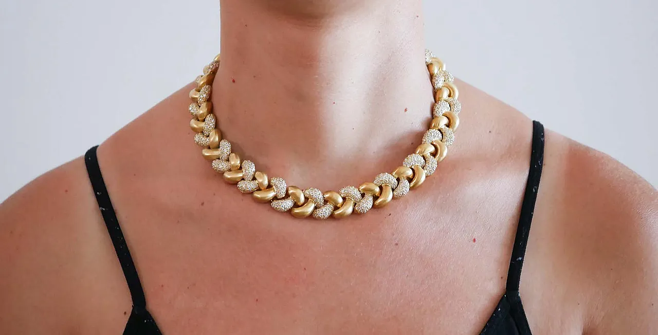 Diamonds, 18 Kt yellow gold necklace, 1950s 5