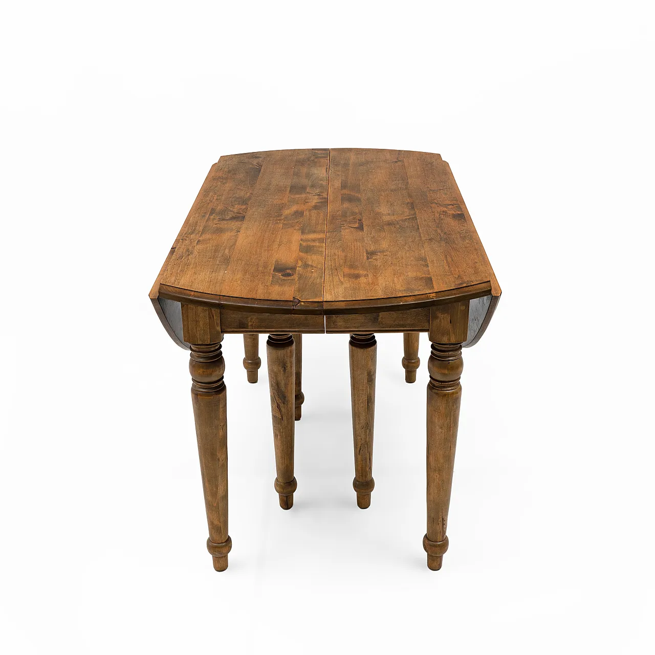 Elm extendable round dining table with five leaves, 19th century 9