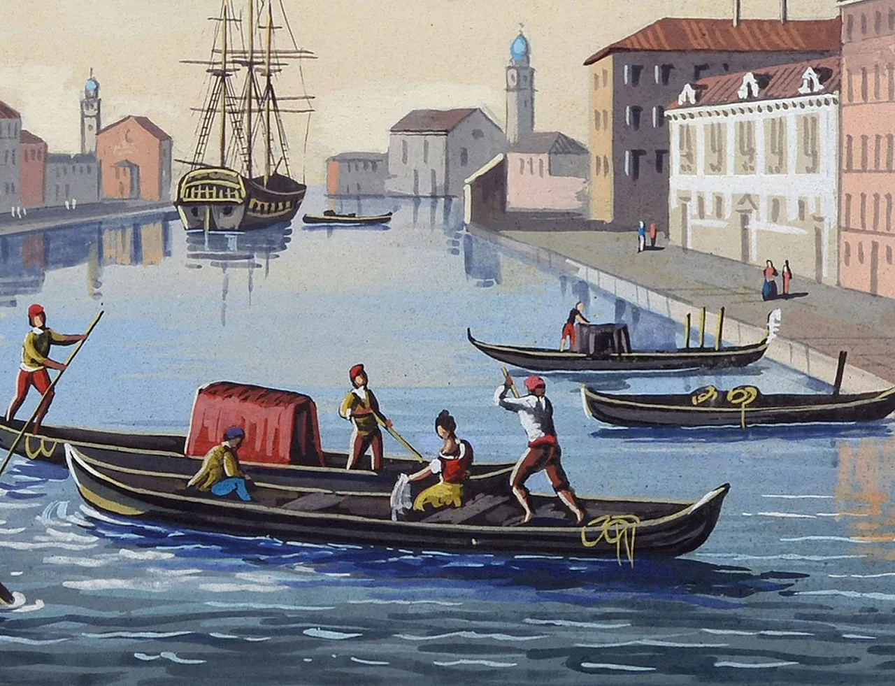 Artist, The Giudecca Canal, guazzo su cartone, con cornice, anni '90 4