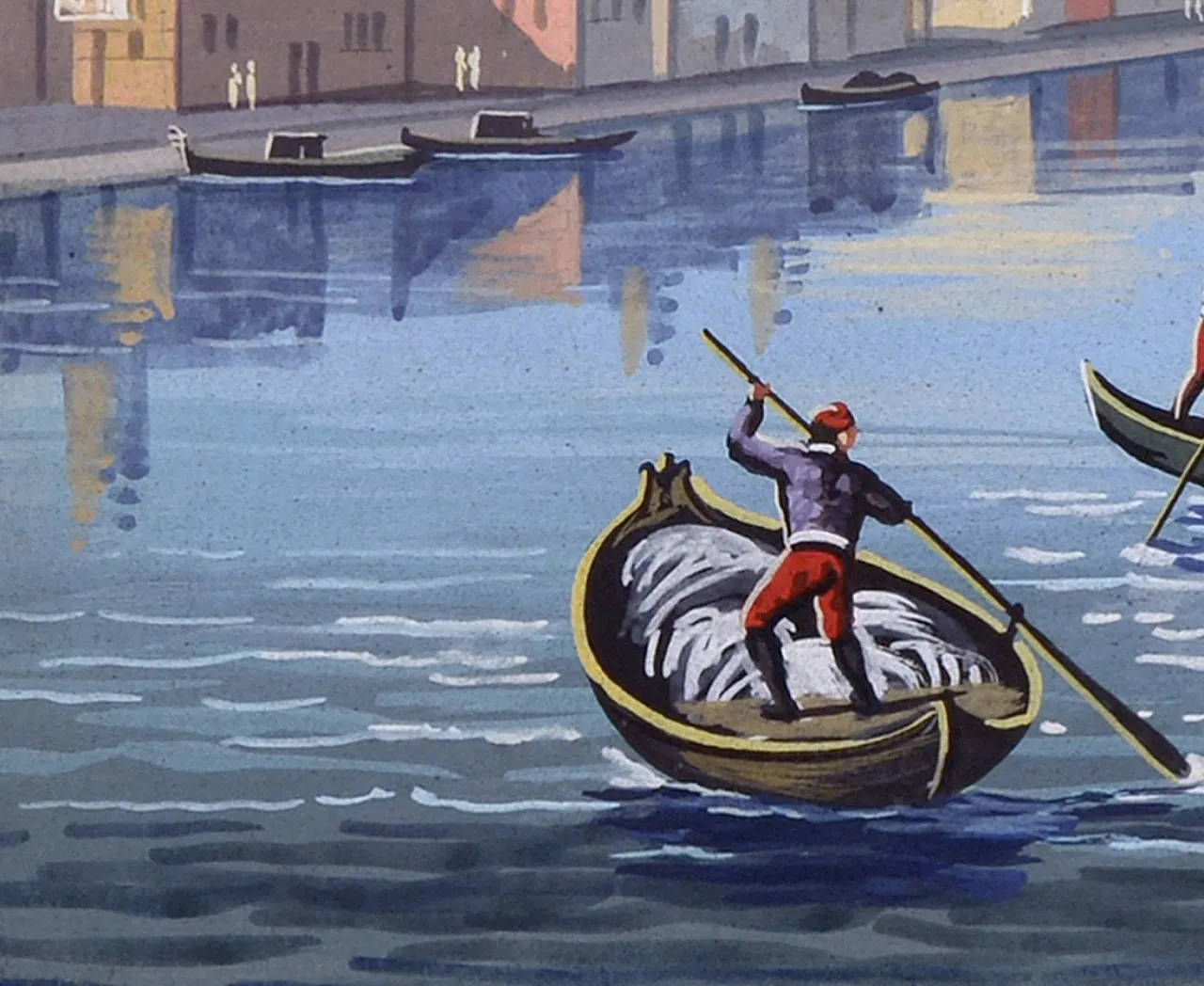 Artist, The Giudecca Canal, guazzo su cartone, con cornice, anni '90 5