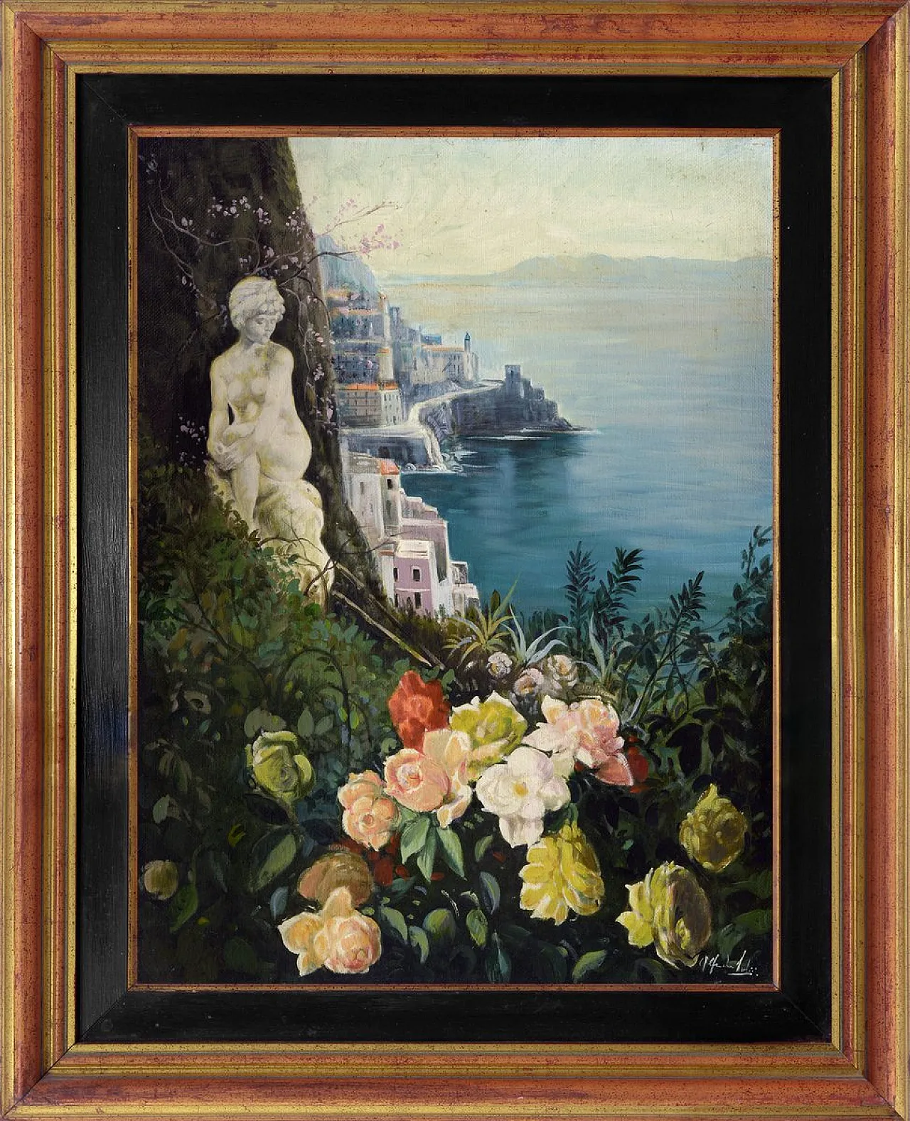 Alfredo Santini, Costiera Amalfitana, olio su tela, anni '90 3