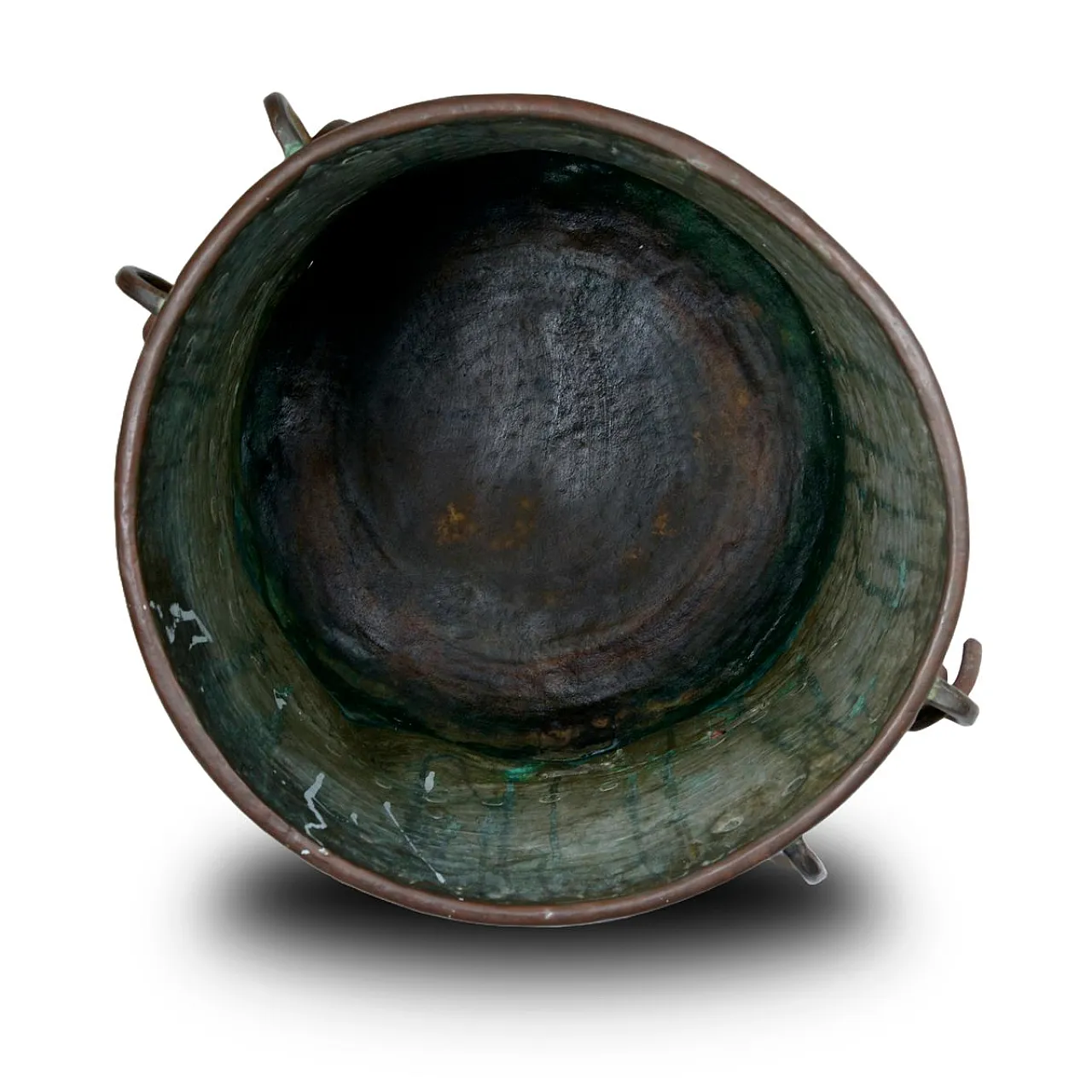 Hand-hammered copper planter with forged iron handles, 19th century 4