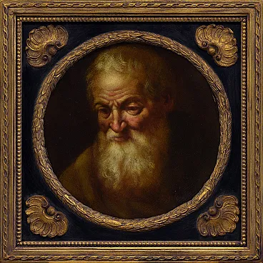 Ciro De Rosa, Ritratto di filosofo, olio su tela con cornice, anni '90