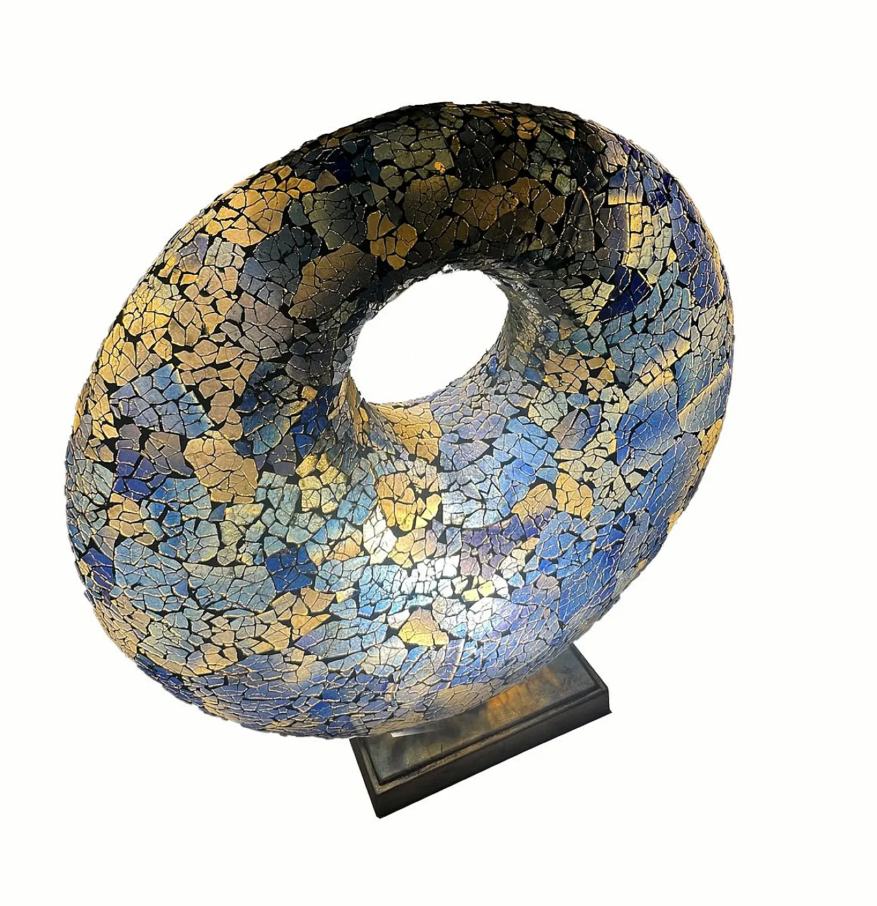 Lampada da tavolo scultorea in vetro craquelé, anni '90 9