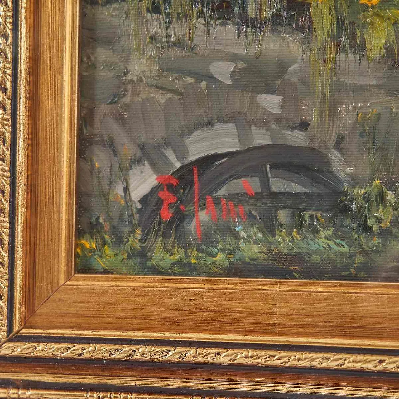 E. Cano, Paesaggio, olio su tela, anni '70 3