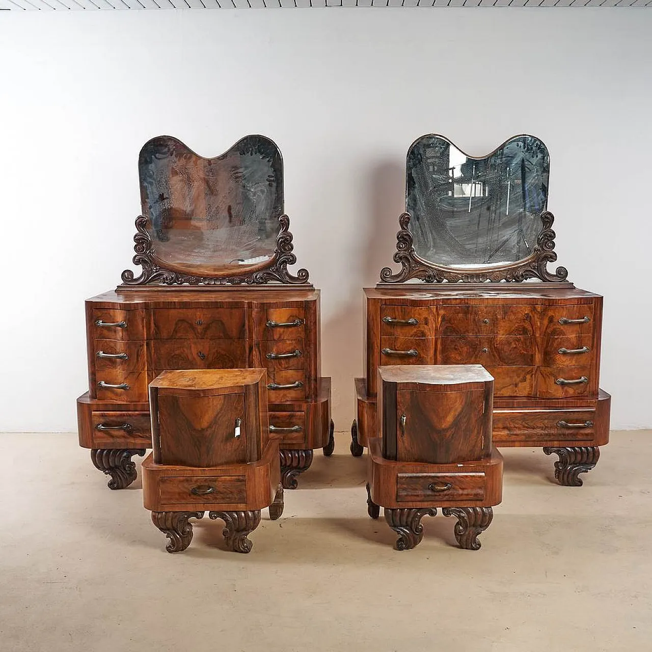 Art Deco dressing tables with bedside tables, 1930s 1