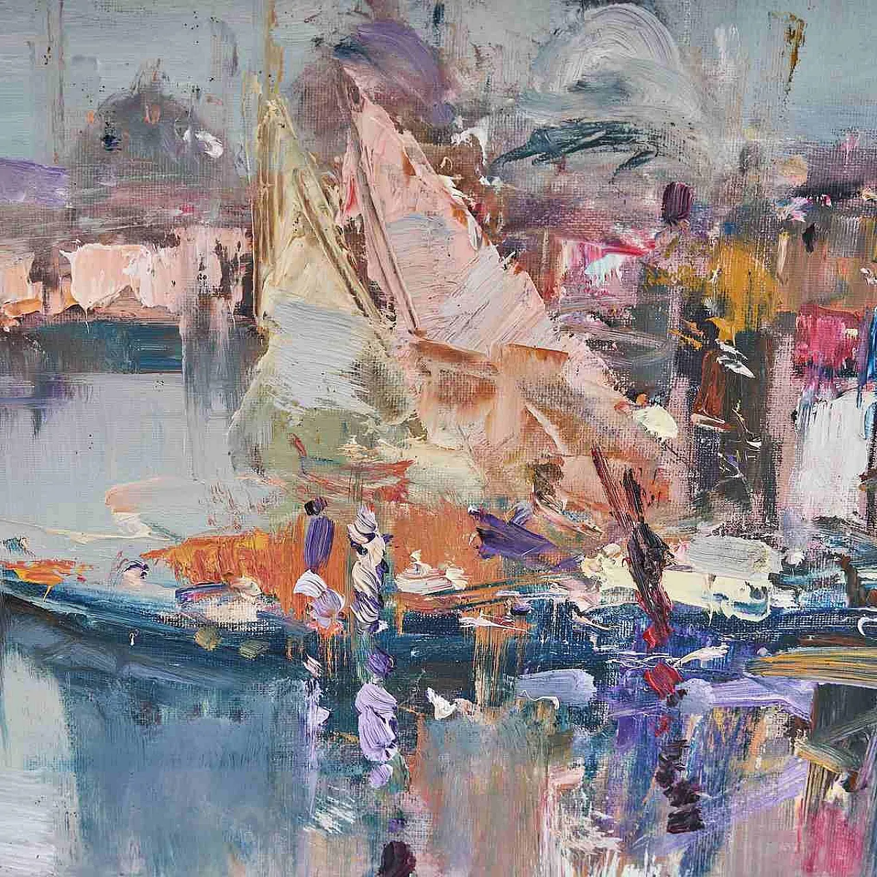 Renzo Piccoli, Porto Marino, olio su tela, '900 2