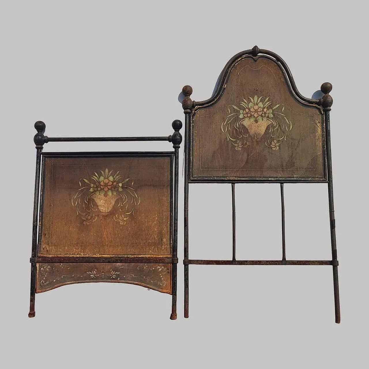 Bed headboard and footboard in wroughtiron, 20th century 1
