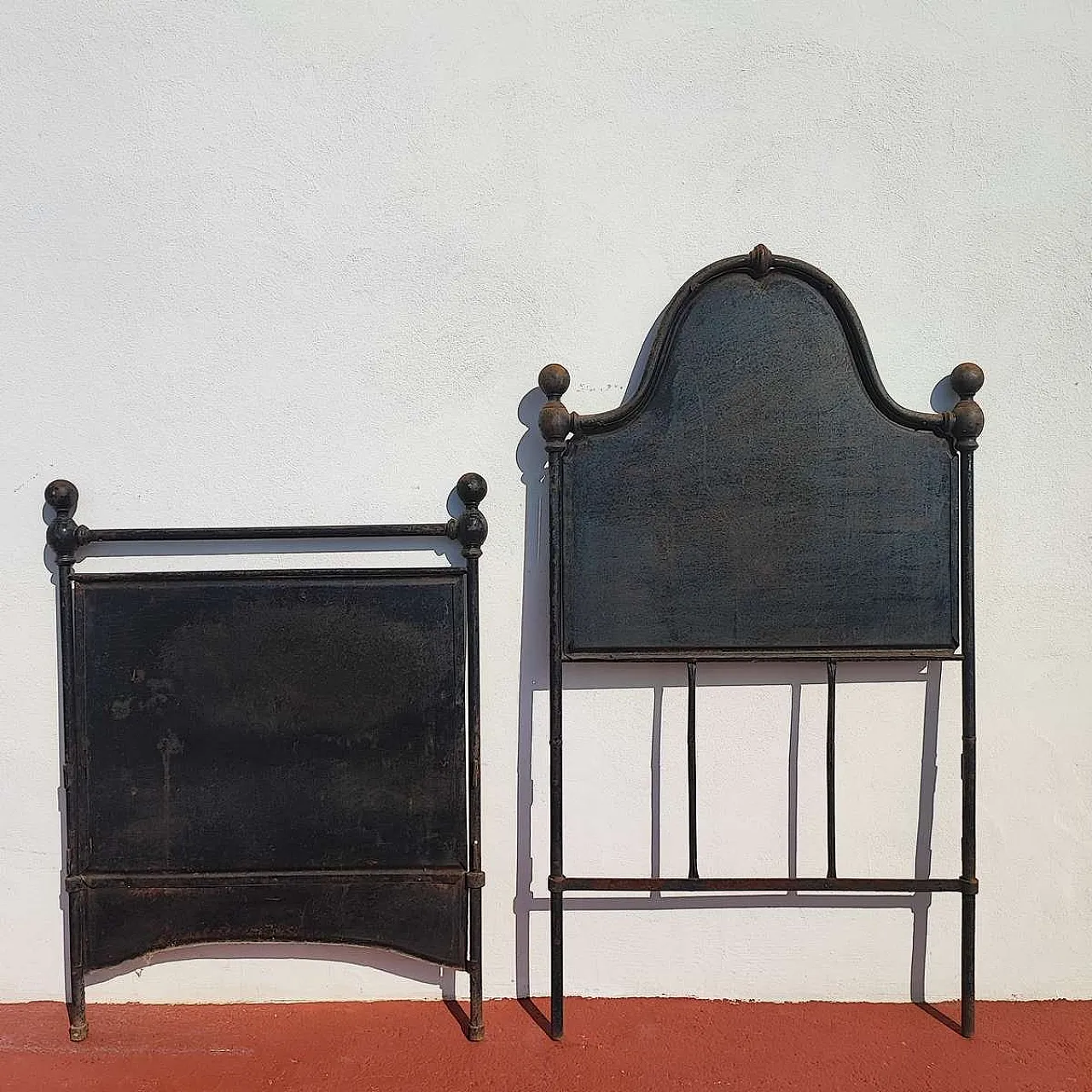 Bed headboard and footboard in wroughtiron, 20th century 12