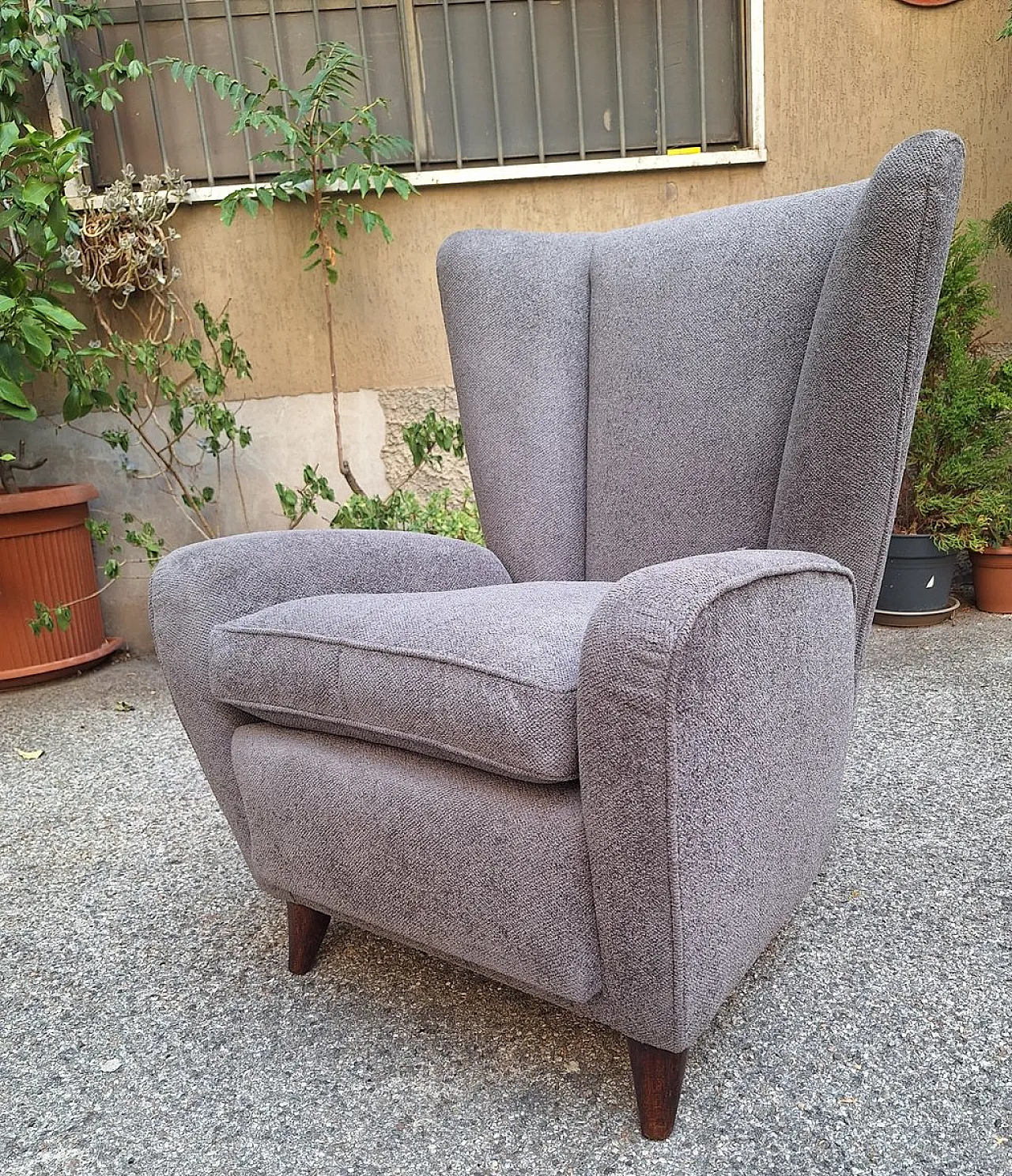 Bergère armchair in grey attributed to Paolo Buffa, 1940s 2