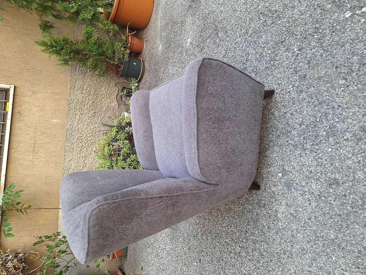 Bergère armchair in grey attributed to Paolo Buffa, 1940s 4