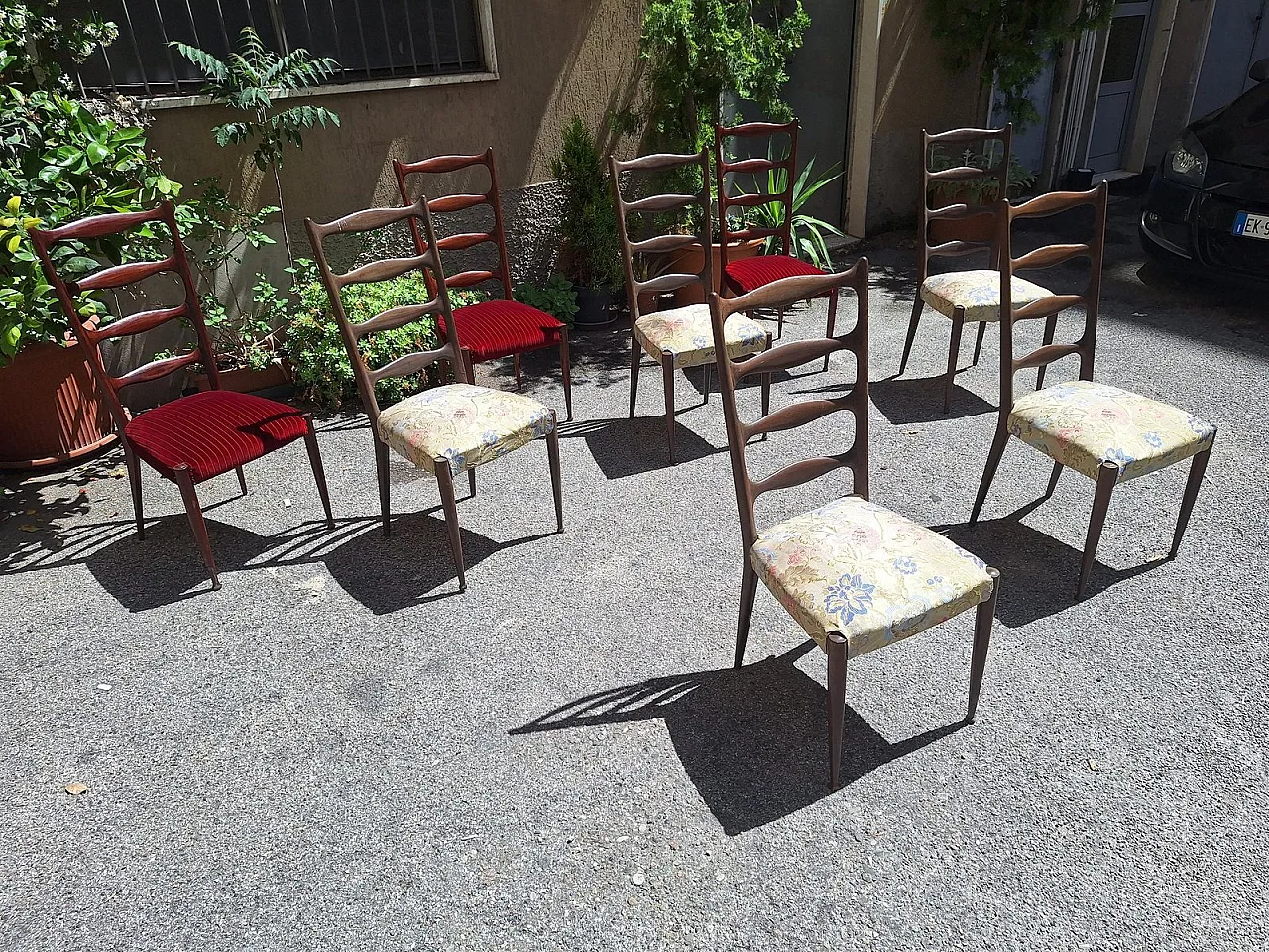 5 High-backed chairs by Paolo Buffa, 1940s 8