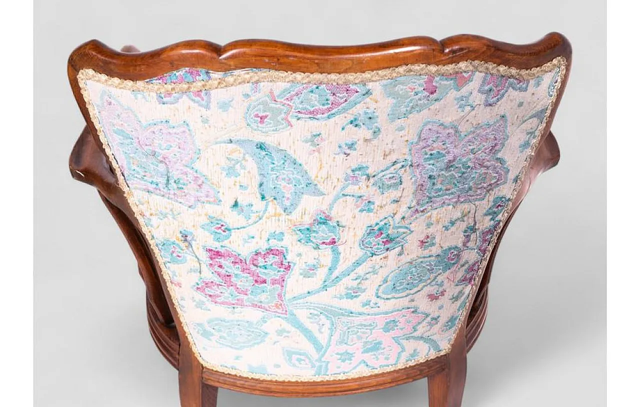 Pair of floral armchairs in cherrywood attributed to Paolo Buffa, 1950 5
