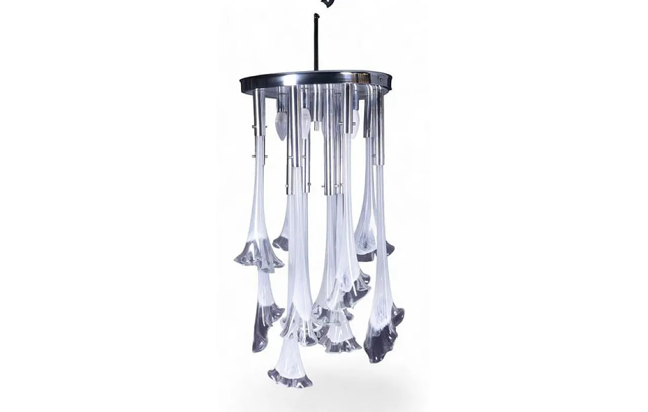 Calla/Lily Murano glass chandelier by Venini, 1960s 1