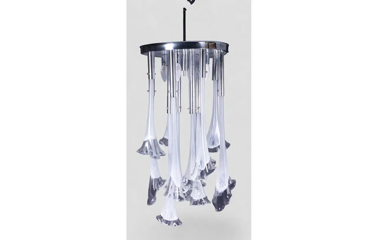 Calla/Lily Murano glass chandelier by Venini, 1960s 2