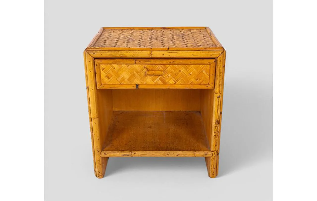 Woven bamboo bedside table, 1960s 2
