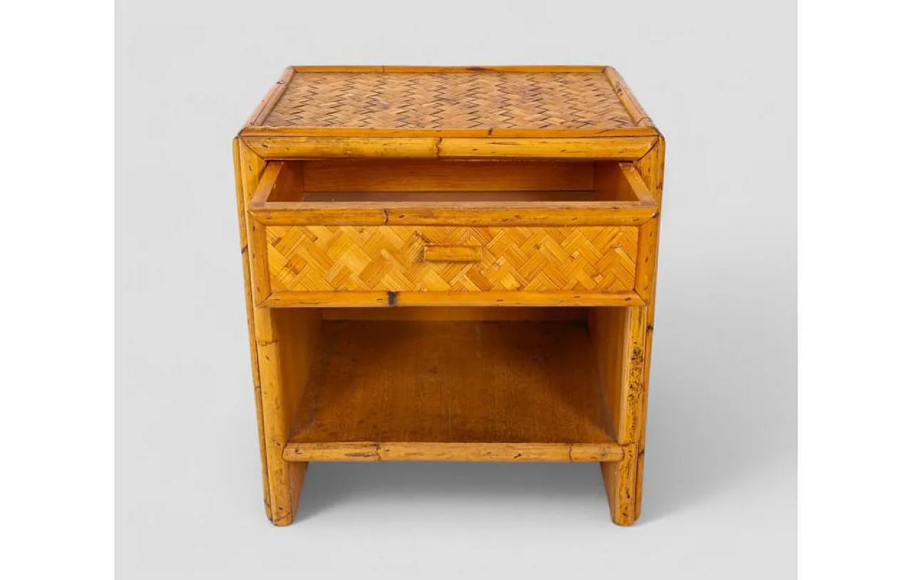 Woven bamboo bedside table, 1960s 3