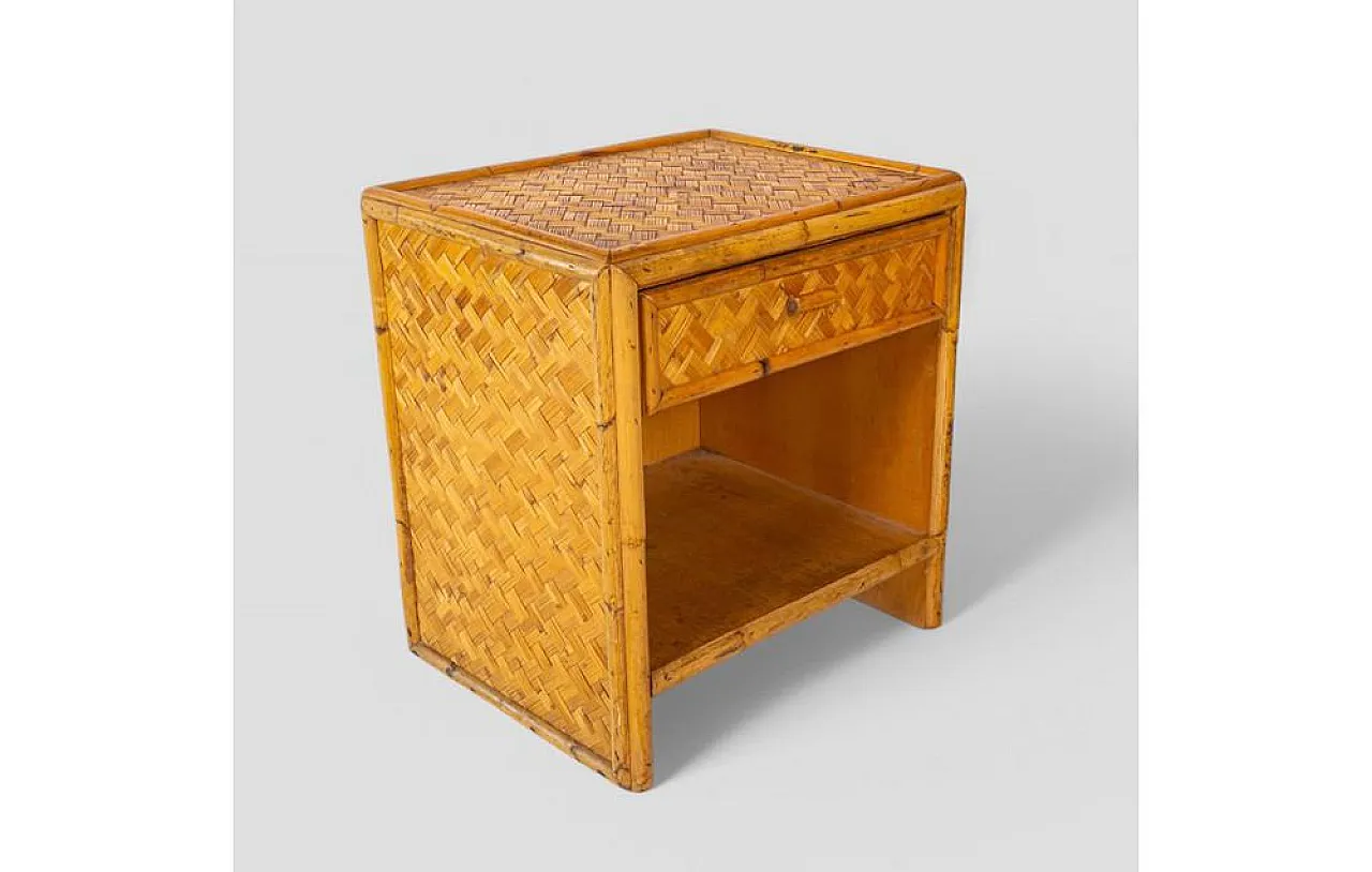 Woven bamboo bedside table, 1960s 4