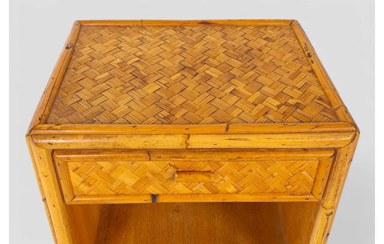 Woven bamboo bedside table, 1960s 7