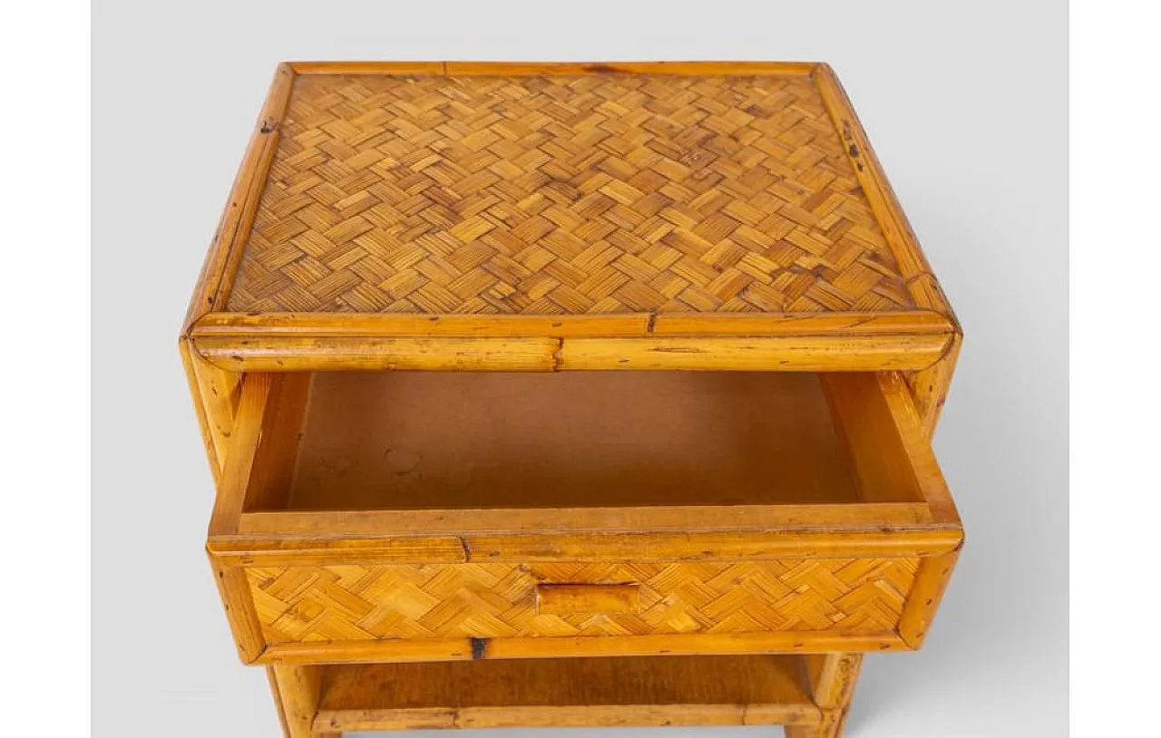 Woven bamboo bedside table, 1960s 9