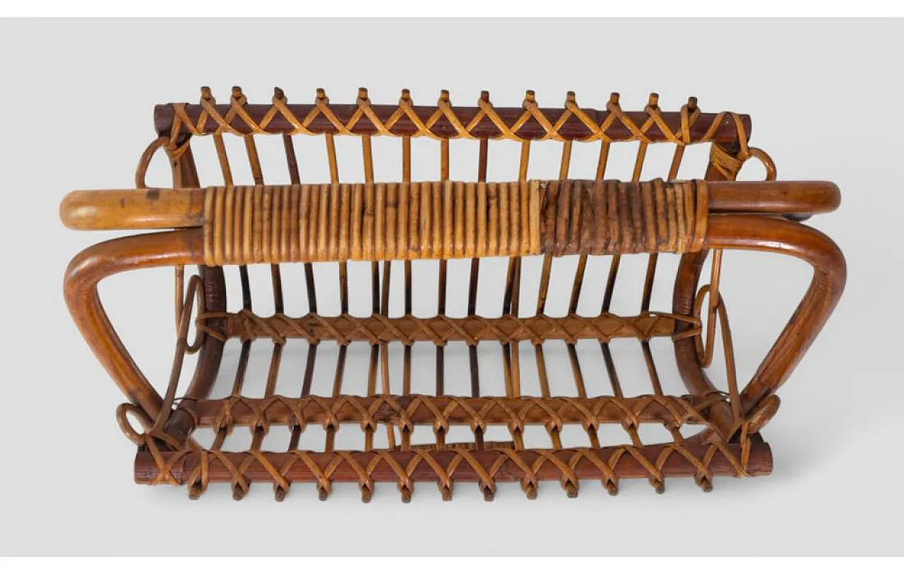 Curved rattan magazine rack, 1960s 4
