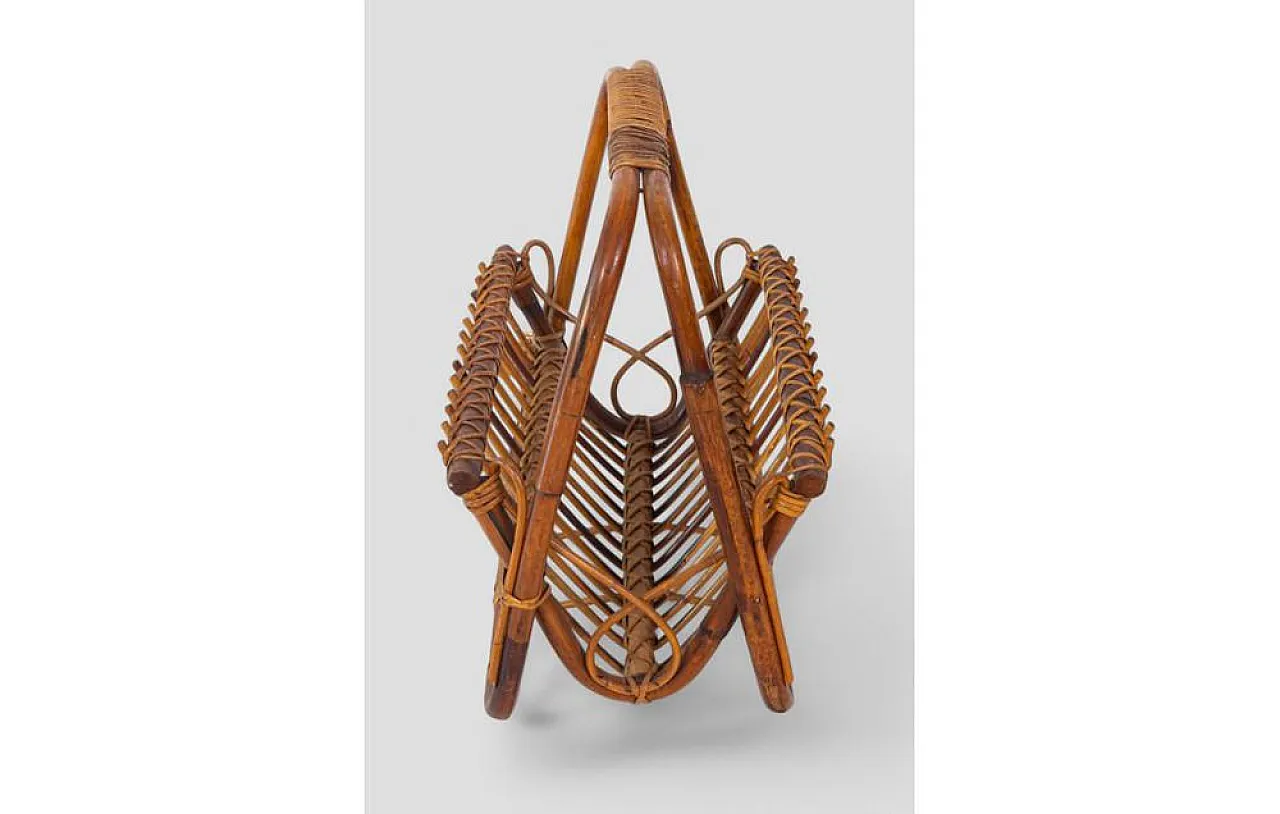 Curved rattan magazine rack, 1960s 5