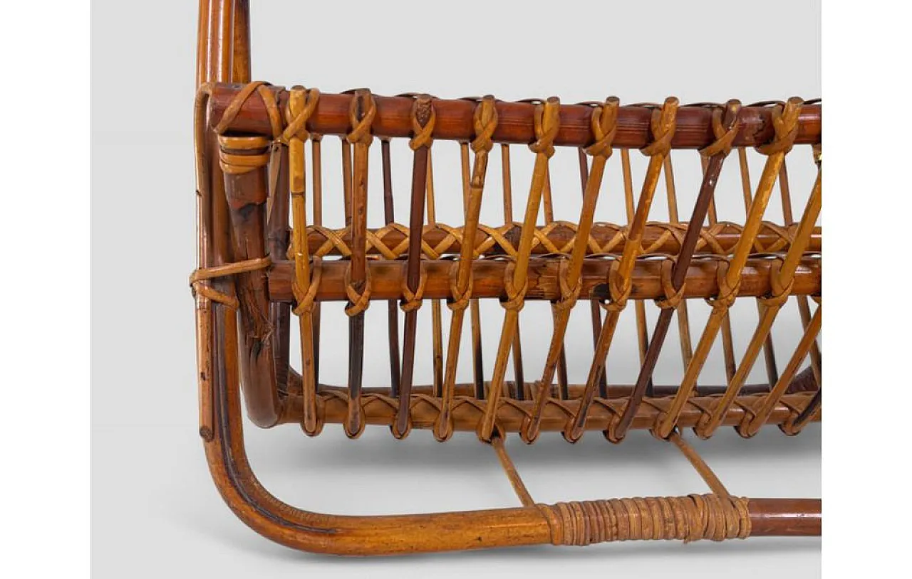 Curved rattan magazine rack, 1960s 6