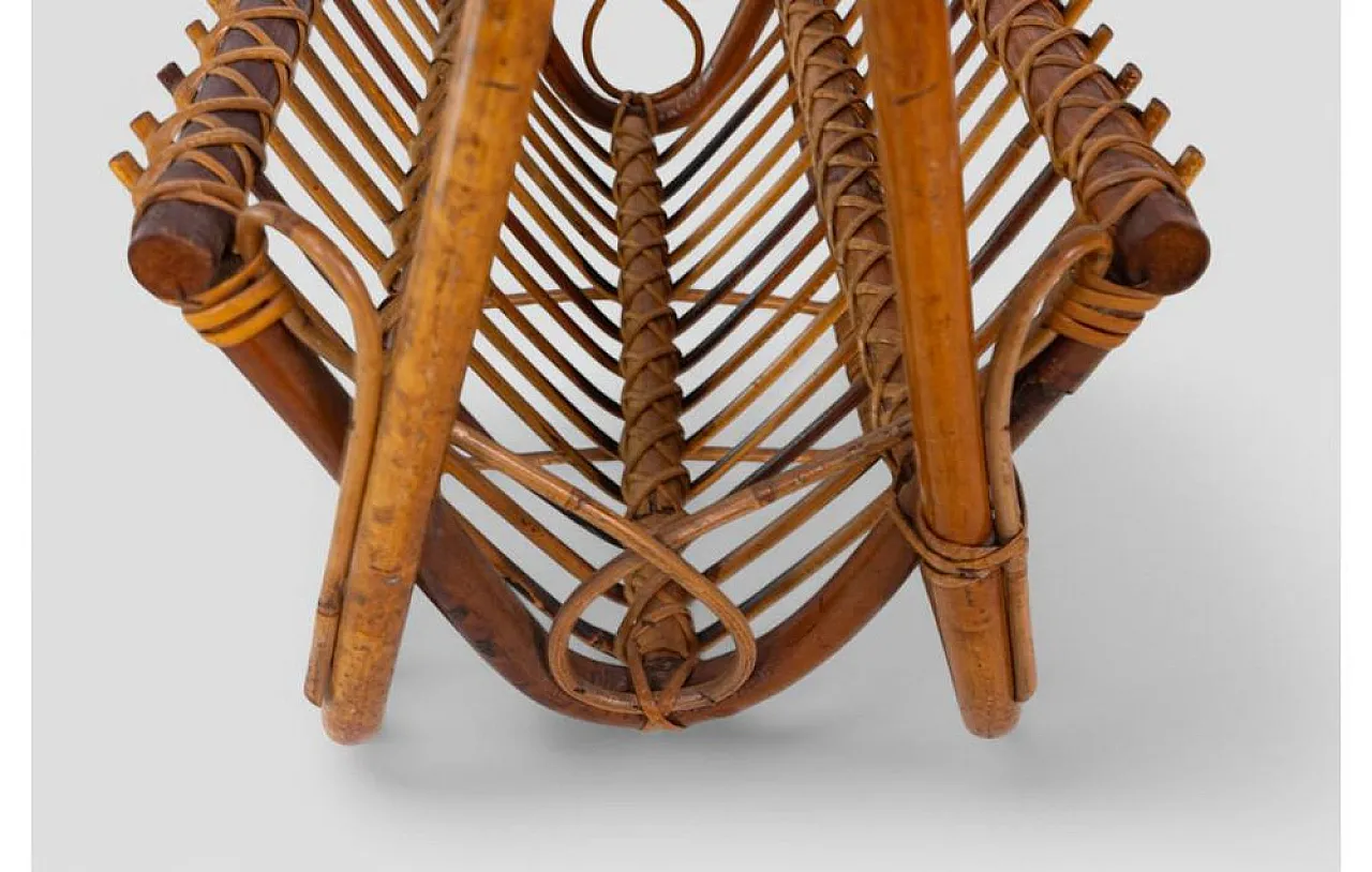 Curved rattan magazine rack, 1960s 7
