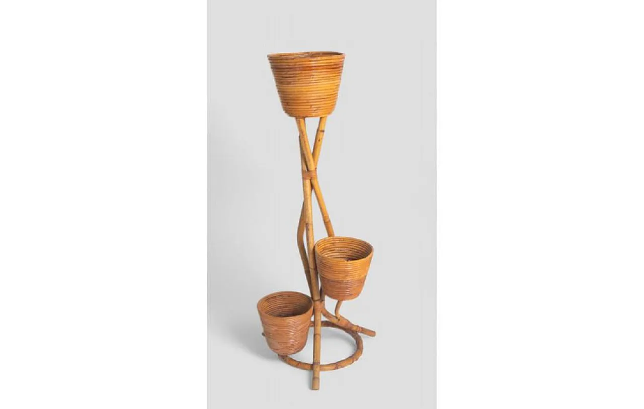 Bamboo plant stand with baskets, 1960s 2