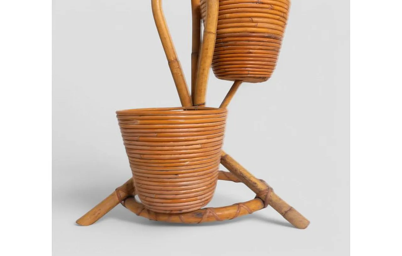 Bamboo plant stand with baskets, 1960s 4