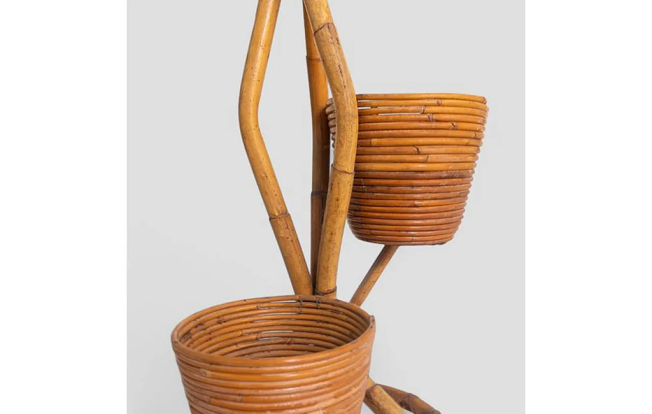 Bamboo plant stand with baskets, 1960s 5
