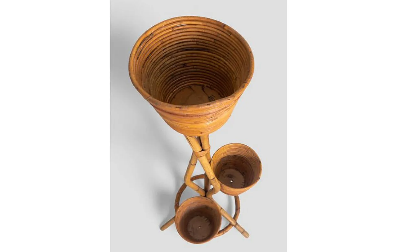 Bamboo plant stand with baskets, 1960s 7