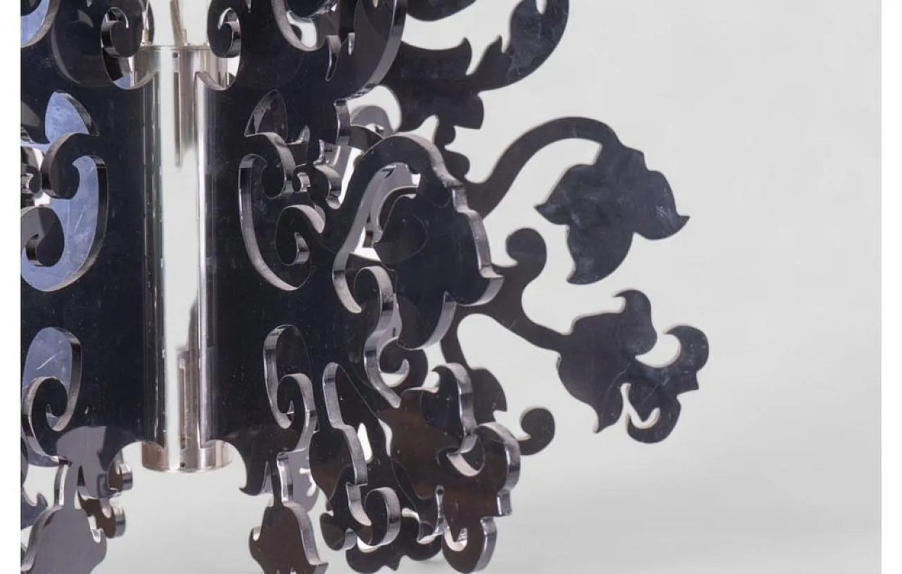 Modern chandelier in black plastic and steel, 1980s 3