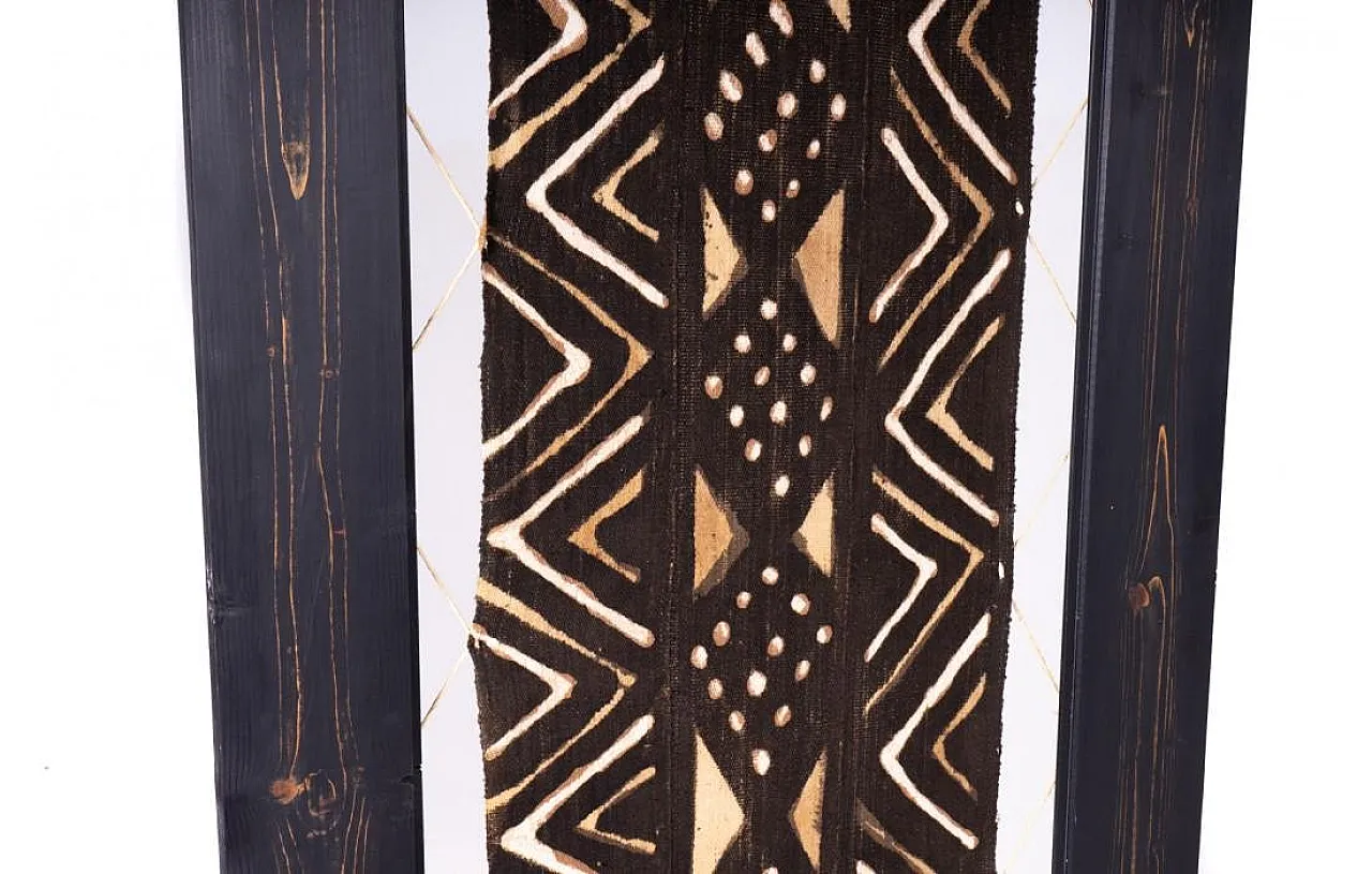Arazzo etnico con cornice in legno, anni '80 3