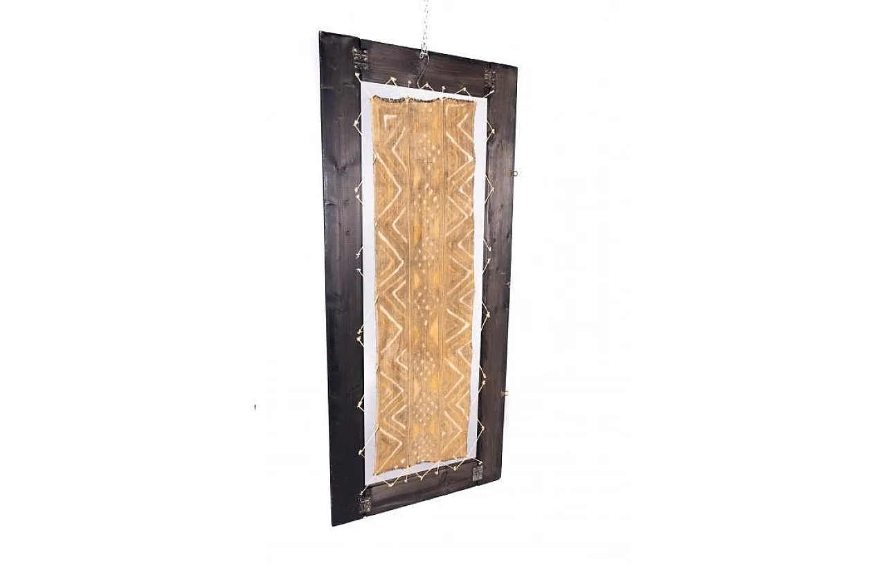 Arazzo etnico con cornice in legno, anni '80 5